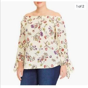 Lauren Ralph Lauren Plus Size Floral Jersey Off-the-Shoulder Top